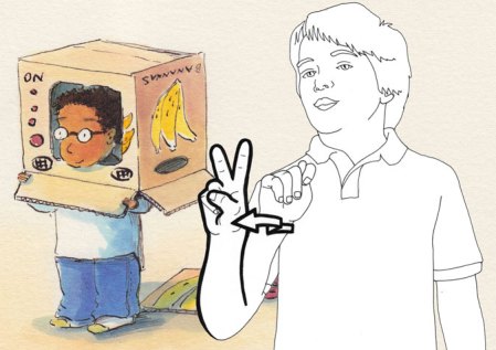 Illustration for ASL word entry, T.V.