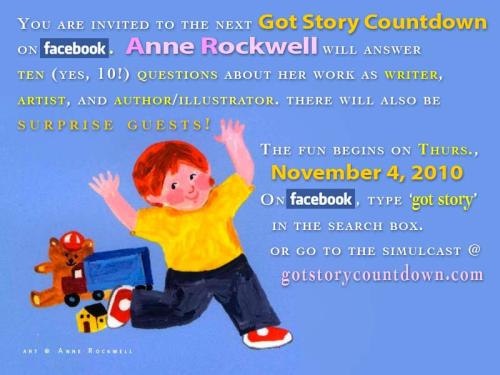 Come to the next Got Story Countdown: An interview with Anne Rockwell 